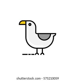 Seabird, gull flat bright line icon