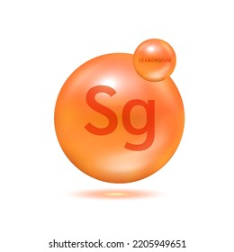 La molécula de seaborgio es naranja. Ecología y concepto bioquímico. Esferas aisladas sobre fondo blanco. Ilustración de vectores 3D.
