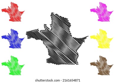 Seabra municipality (Bahia state, Municipalities of Brazil, Federative Republic of Brazil) map vector illustration, scribble sketch Seabra map