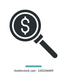 Seaching For Money Icon Vector Illustration Logo Template For Website Or Mobile App.