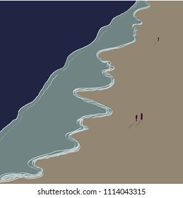 Seacoast in minimal style. Vector illustration