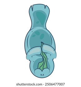 seacow eating seaweed cartoon isolated