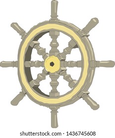 Sea-craft steering wheel on a white background Vector illustration.