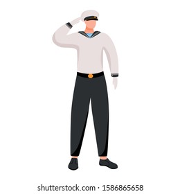 Seafarer flat vector illustration. Maritime occupation on passenger or merchant navy. Seaman in work uniform. Sailor isolated cartoon character on white background