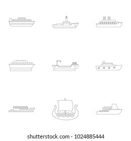 Seafarer icons set. Outline set of 9 seafarer vector icons for web isolated on white background