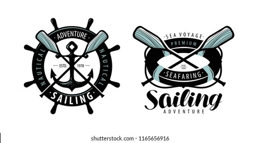 Seafaring, sailing logo or label. Marine concept. Typographic design vector