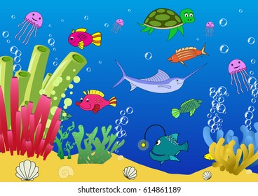 The seafloor of the ocean. The seafloor of the sea.