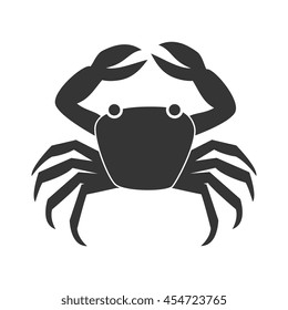 Seafood animal isolated flat icon in black and white, vector illustration graphic.