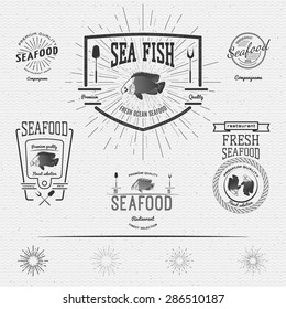 Seafood badges logos and labels for any use. on a white background