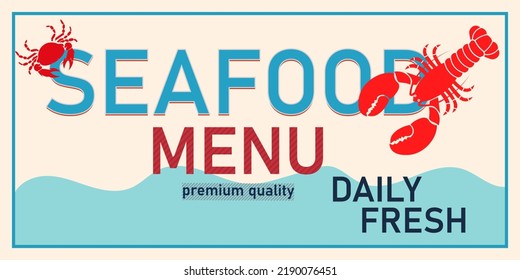 seafood banner isolated on a white background