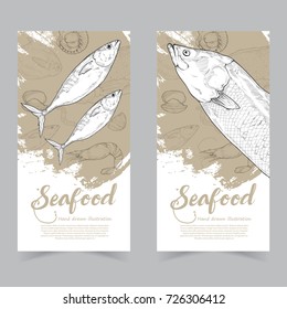 Seafood banner. restaurant menu background. Vector illustration