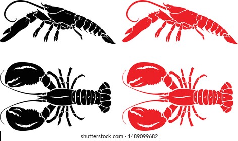 Seafood banner set. Hand drawn lobster. Vector restaurant menu