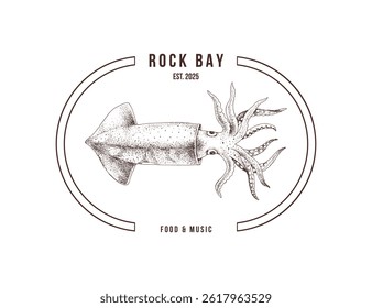 Seafood bar logo template vector