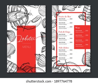Seafood Bar Menu Template in Sketch Style