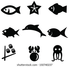 seafood black icons