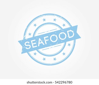 seafood. blue stamp sign vector