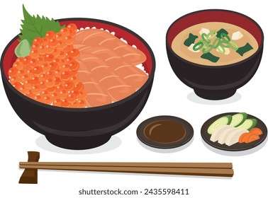 Seafood bowl set meal
salmon parent and child bowl
Salmon salmon roe bowl