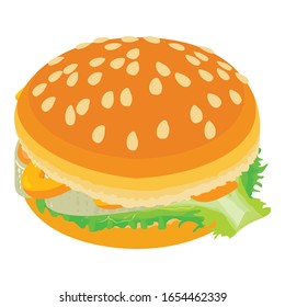 Seafood burger icon. Isometric illustration of seafood burger vector icon for web