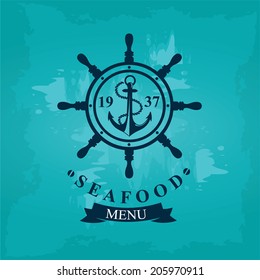 Seafood cafe menu, template design. Vector illustration.