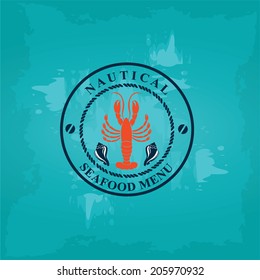 Seafood cafe menu, template design. Vector illustration.
