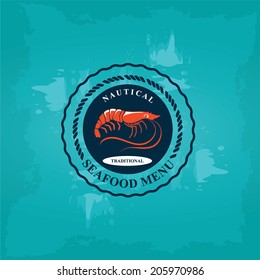 Seafood cafe menu, template design. Vector illustration.