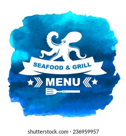 Seafood cafe menu, template design. Vector illustration.