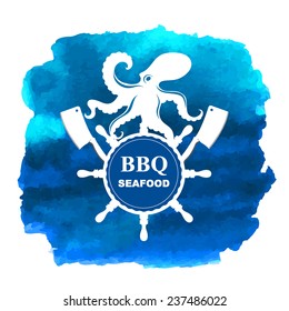 Seafood cafe menu, template design. Vector illustration.