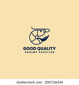 Seafood Cafe or Restaurant Abstract Vector Sign, supplier shrimp. Symbol or Logo Template.