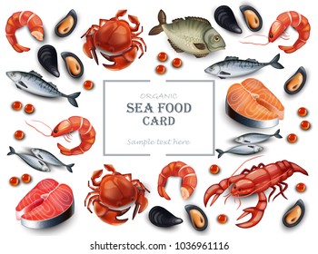 Seafood cancer and mussels Vector realistic pattern backgrounds