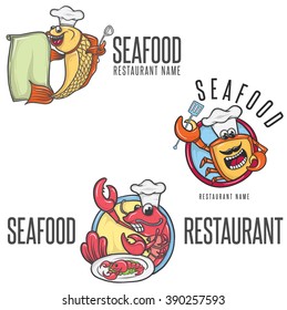 Seafood Cartoon Mascot Chef In Toque 