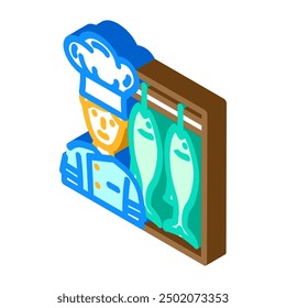 seafood chef restaurant isometric icon vector. seafood chef restaurant sign. isolated symbol illustration