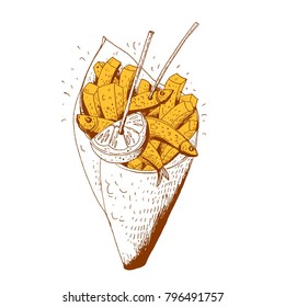 Seafood con, vector illustration.