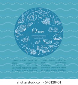 Seafood concept. Template with fish silhouettes for menu or brochure