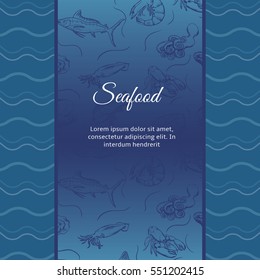 Seafood concept. Template with fish silhouettes for menu or broc