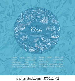 Seafood concept. Template with fish silhouettes for menu or broc