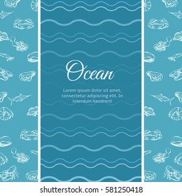 Seafood concept. Template with fish silhouettes for menu or broc