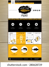 Concepto de mariscos Diseño de sitio Web. Identidad corporativa.  