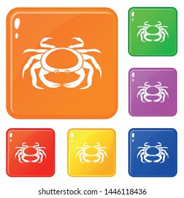 Seafood crab icons set collection vector 6 color isolated on white background