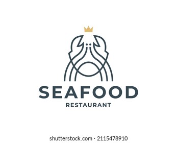 Seafood crab logo design template