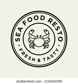 Seafood crab for restaurant line logo design. Vector icon illustration modern simple line logo
