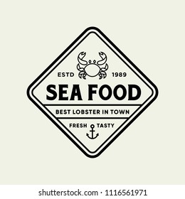 Seafood crab for restaurant line logo design. Vector icon illustration modern simple line logo
