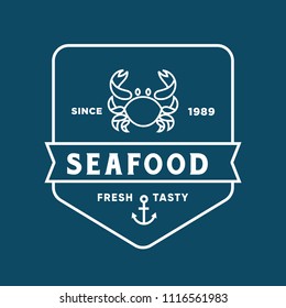 Seafood crab for restaurant line logo design. Vector icon illustration modern simple line logo
