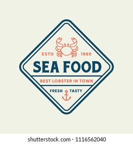 Seafood crab for restaurant line logo design. Vector icon illustration modern simple line logo
