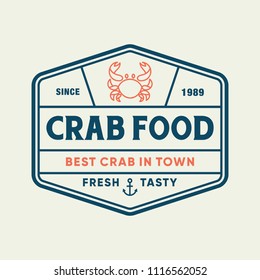Seafood crab for restaurant line logo design. Vector icon illustration modern simple line logo
