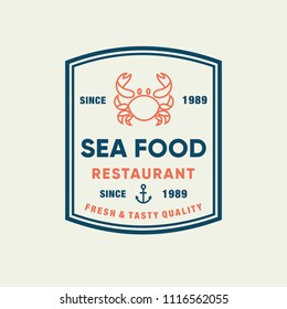 Seafood crab for restaurant line logo design. Vector icon illustration modern simple line logo
