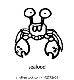 Seafood. Crab. A simple linear sketch.