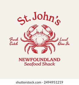 Seafood Crab Varsity Vector Graphic