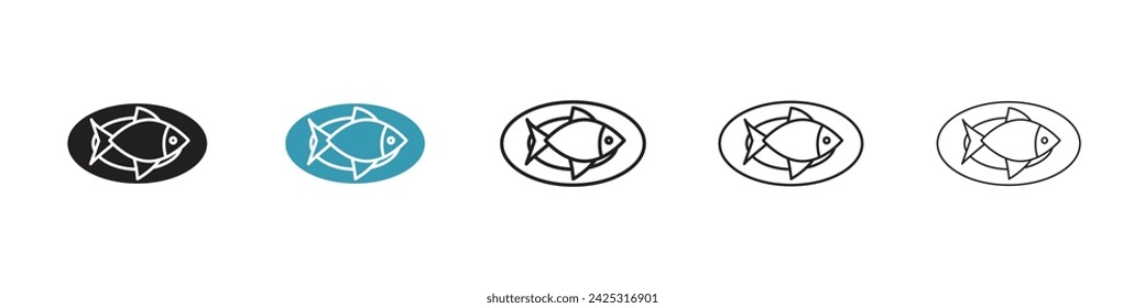 Seafood Cuisine Vector Icon Set. Gourmet Fish Vector Symbol for UI Design.