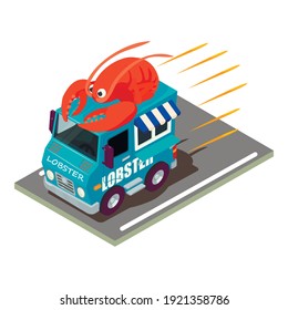 Seafood delivery icon. Isometric illustration of seafood delivery vector icon for web