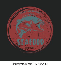 Seafood design concept with bass fish. Vector illustration